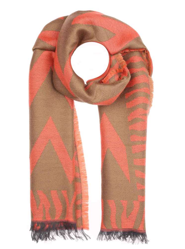 💕 Zwillingsherz Schal "Desi" Wolle Beige Orange