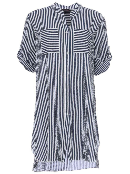 💕 Zwillingsherz Kleid Hemdblusenkleid "Kida" Longbluse Navy Streifen