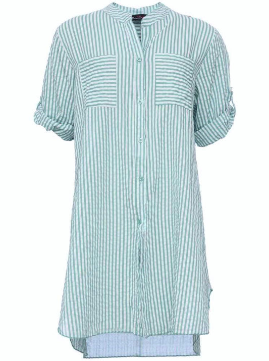 💕 Zwillingsherz Kleid Hemdblusenkleid "Kida" Longbluse Mittelgrün
