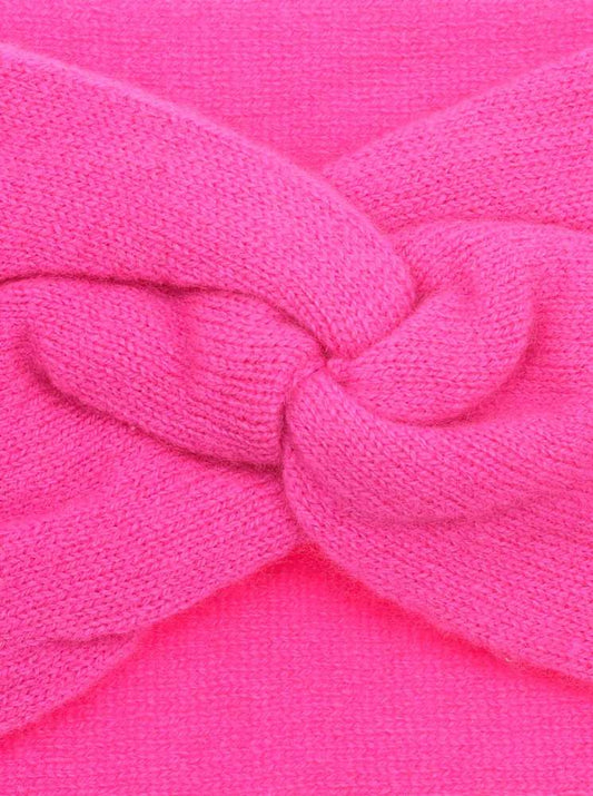 💕 Zwillingsherz Stirnband 100 % Cashmere "Knoten" Kaschmir Neonpink