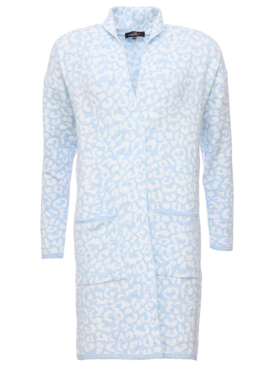 💕 Zwillingsherz Strickjacke "Kate" mit Leomuster Viskose Hellblau