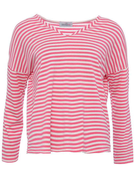 💕 Zwillingsherz Shirt "Adelina" Viskose Weiß Pink