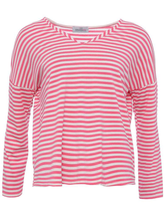 💕 Zwillingsherz Shirt "Adelina" Viskose Weiß Pink