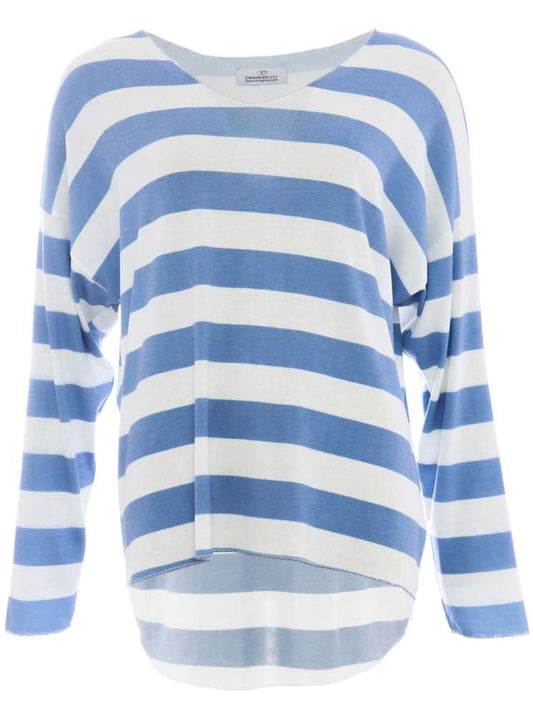💕 Zwillingsherz Shirt "Yuna" Viskose Weiß Blau