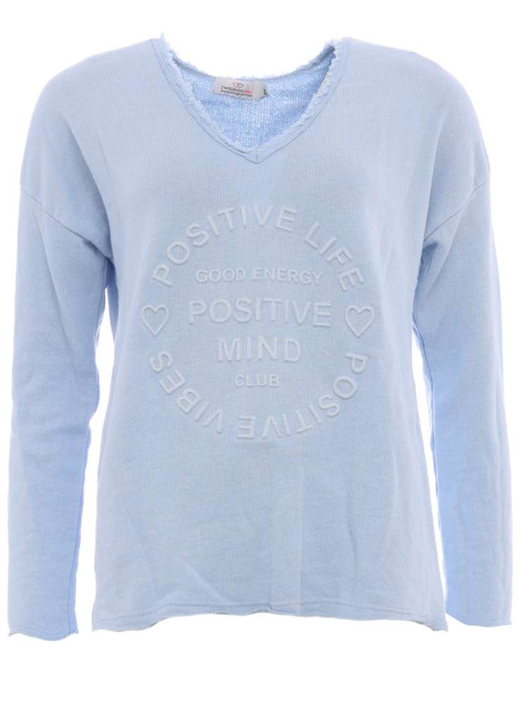 💕 Zwillingsherz Pullover Pulli "Elisabeth" Baumwolle Hellblau