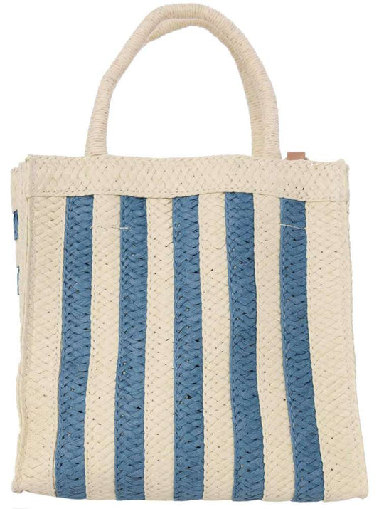 💕 Tasche kleiner Shopper "Stripes" 100 % Papier Blau