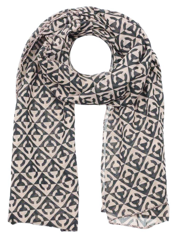 Schal Tuch "Bali" Baumwolle Seide Schwarz Beige