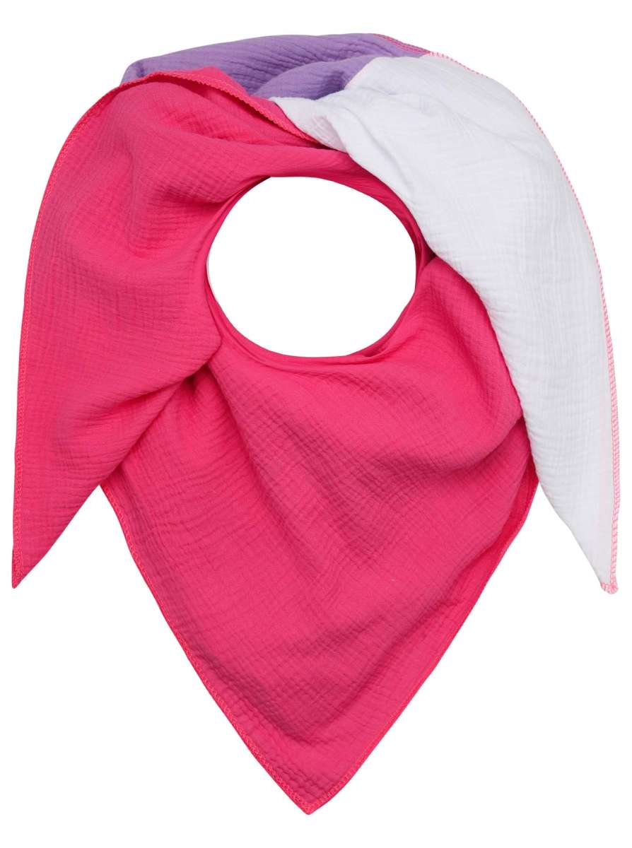 💕 Zwillingsherz Dreieckstuch "Nikita" Musselin Viereck Pink Lila Weiß
