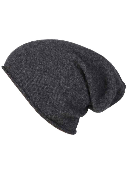 💕 Zwillingsherz Mütze Beanie 100 % Kaschmir Anthrazit