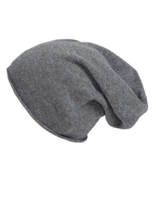 💕 Zwillingsherz Mütze Beanie 100 % Kaschmir Mittelgrau