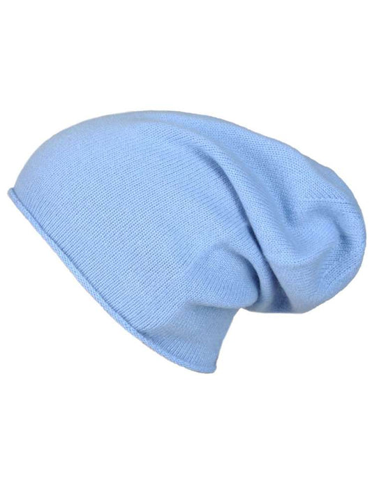 💕 Zwillingsherz Mütze Beanie 100 % Kaschmir Hellblau