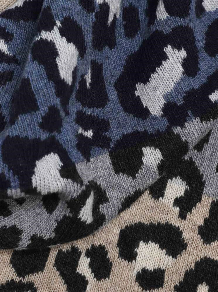 Zwillingsherz Dreieckstuch "Crazy Lacey" Wolle Kaschmir Blau Grau Beige