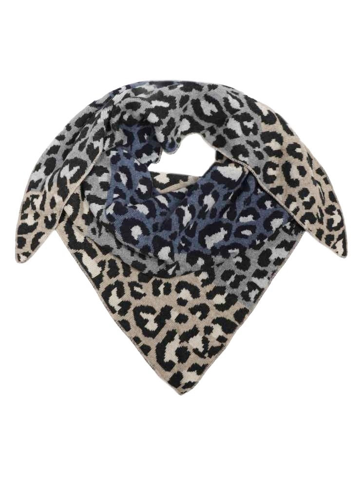 Zwillingsherz Dreieckstuch "Crazy Lacey" Wolle Kaschmir Blau Grau Beige