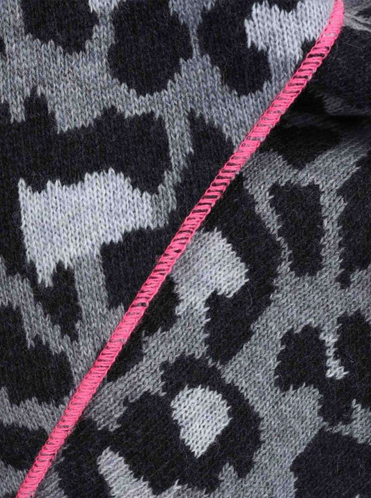 💕 Zwillingsherz Dreieckstuch "Lacey" Wolle Kaschmir Grau mit Neonrand