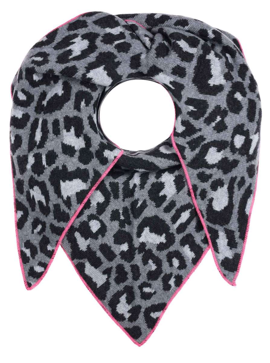 💕 Zwillingsherz Dreieckstuch "Lacey" Wolle Kaschmir Grau mit Neonrand