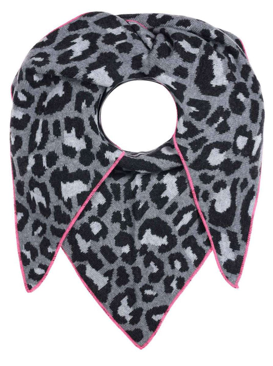 💕 Zwillingsherz Dreieckstuch "Lacey" Wolle Kaschmir Grau mit Neonrand