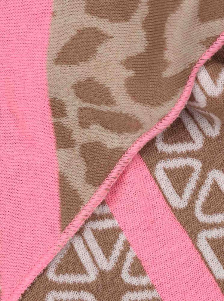 💕 Zwillingsherz Dreieckstuch "Lorelie" Baumwolle Beige-Pink