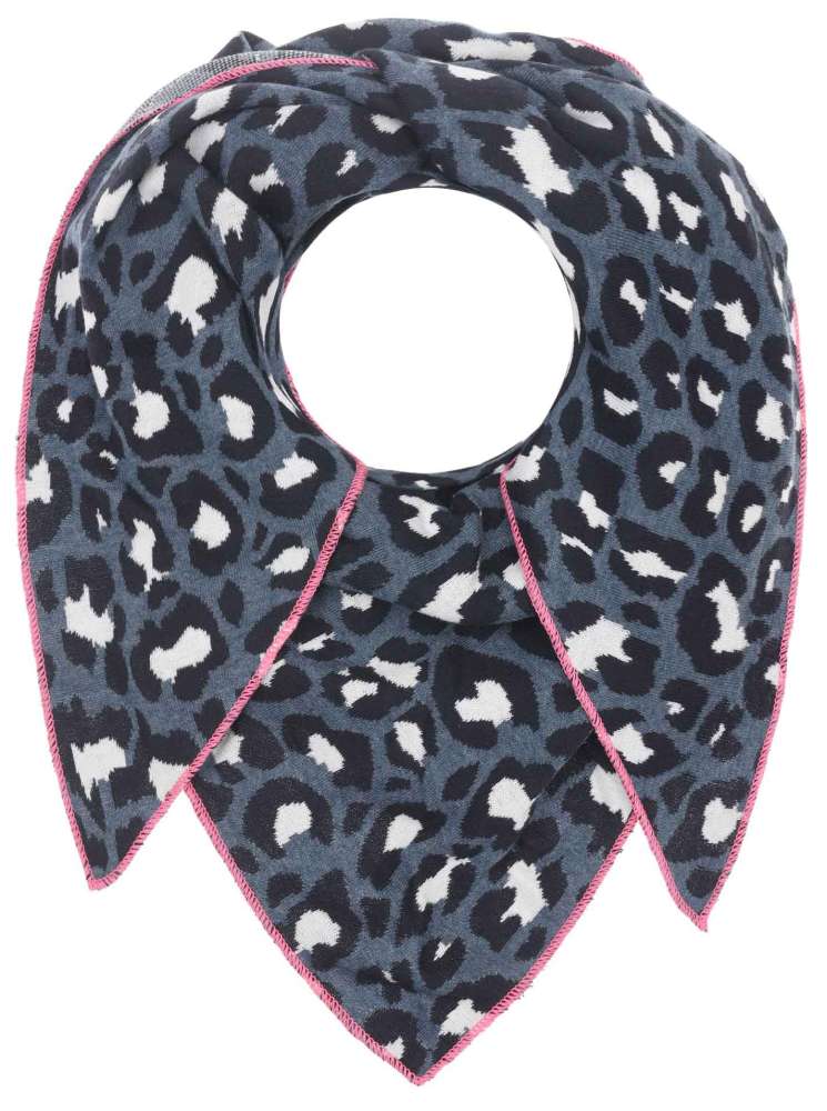 💕 Zwillingsherz Dreieckstuch "Kristine" Baumwolle Leo Blau Pink Rand