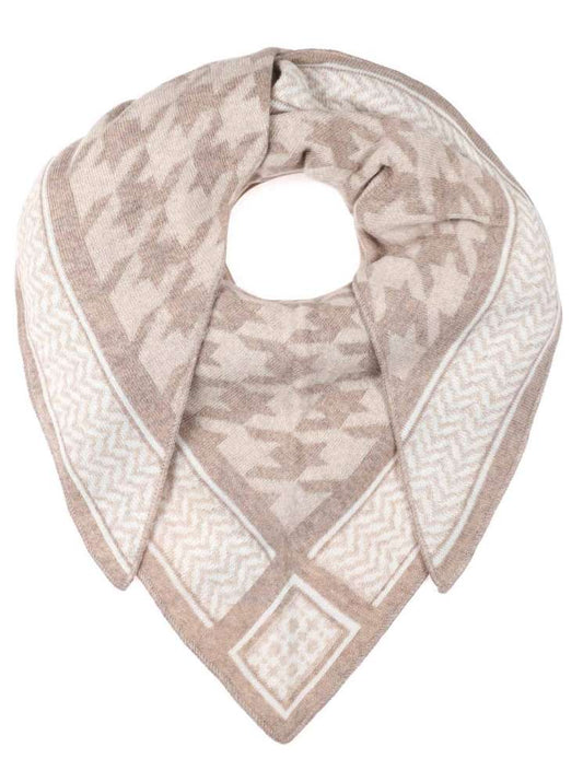 💕 Zwillingsherz Dreieckstuch "Lovely Hahnentritt" Wolle Kaschmir Beige