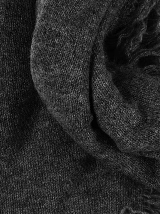 Zwillingsherz XXL Fransenschal "100 % Cashmere" Schal Kaschmir Anthrazit