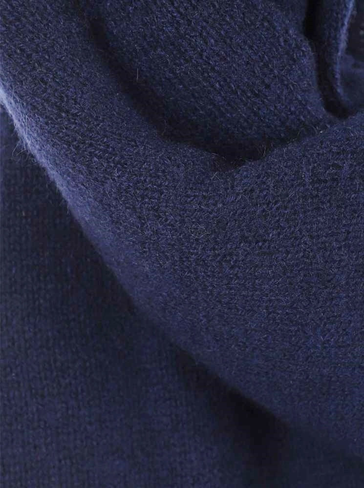 💕 Zwillingsherz XXL Fransenschal "100 % Cashmere" Schal Kaschmir Navy