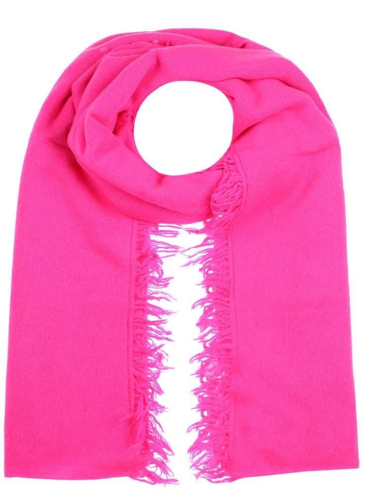 Zwillingsherz XXL Fransenschal "100 % Cashmere" Schal Kaschmir Neonpink