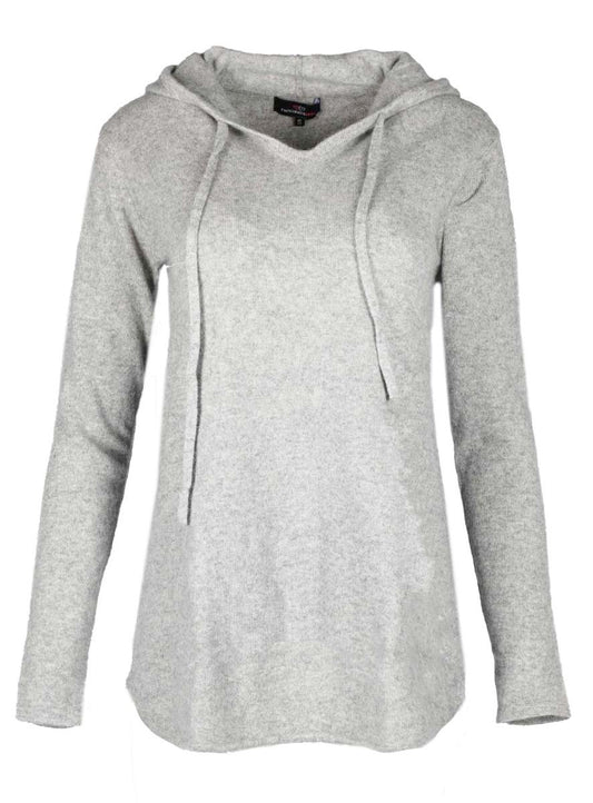 💕 Zwillingsherz Pullover Pulli Hoodie 100 % Kaschmir Kapuze Hellgrau