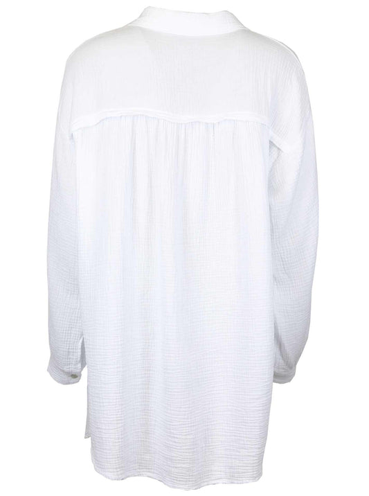 💕 Zwillingsherz Bluse "Rebecca" Longbluse Musselin 100 % Baumwolle Weiß