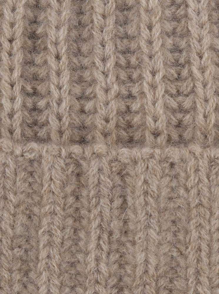 💕 Zwillingsherz Mütze Ribbon Beanie 100% Cashmere "Luxus" Dunkelbeige