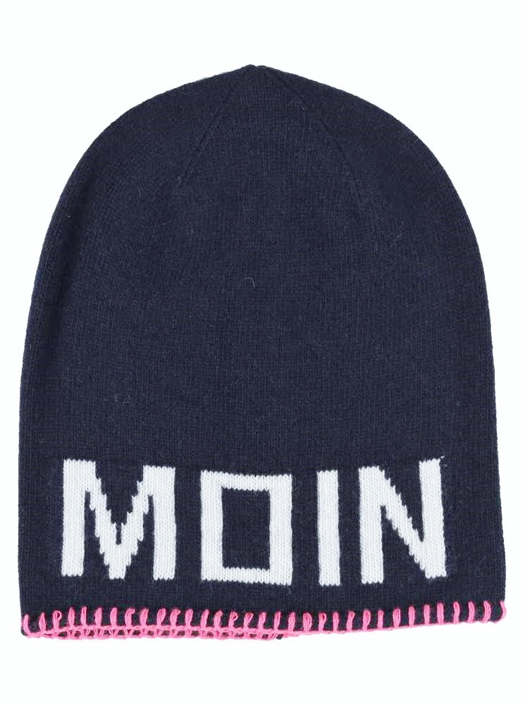 💕 Zwillingsherz Mütze "Lisbeth" Beanie Kaschmir Wolle Viskose Dunkelblau Navy