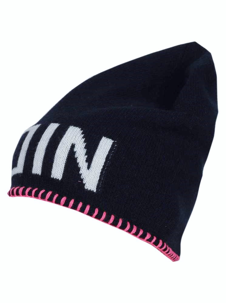 💕 Zwillingsherz Mütze "Lisbeth" Beanie Kaschmir Wolle Viskose Dunkelblau Navy