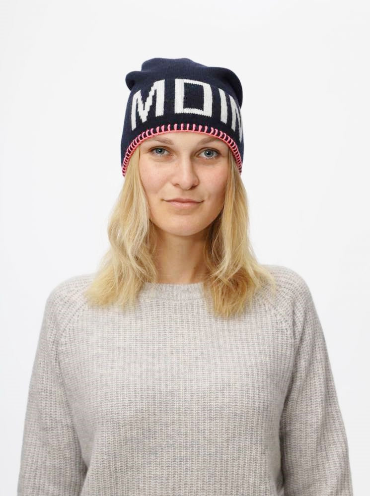 💕 Zwillingsherz Mütze "Lisbeth" Beanie Kaschmir Wolle Viskose Dunkelblau Navy