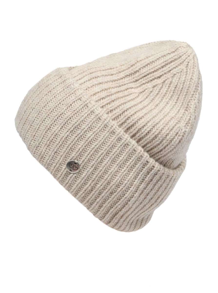 Zwillingsherz Mütze "Monika" Blogger Beanie Beige Wolle nachhaltig