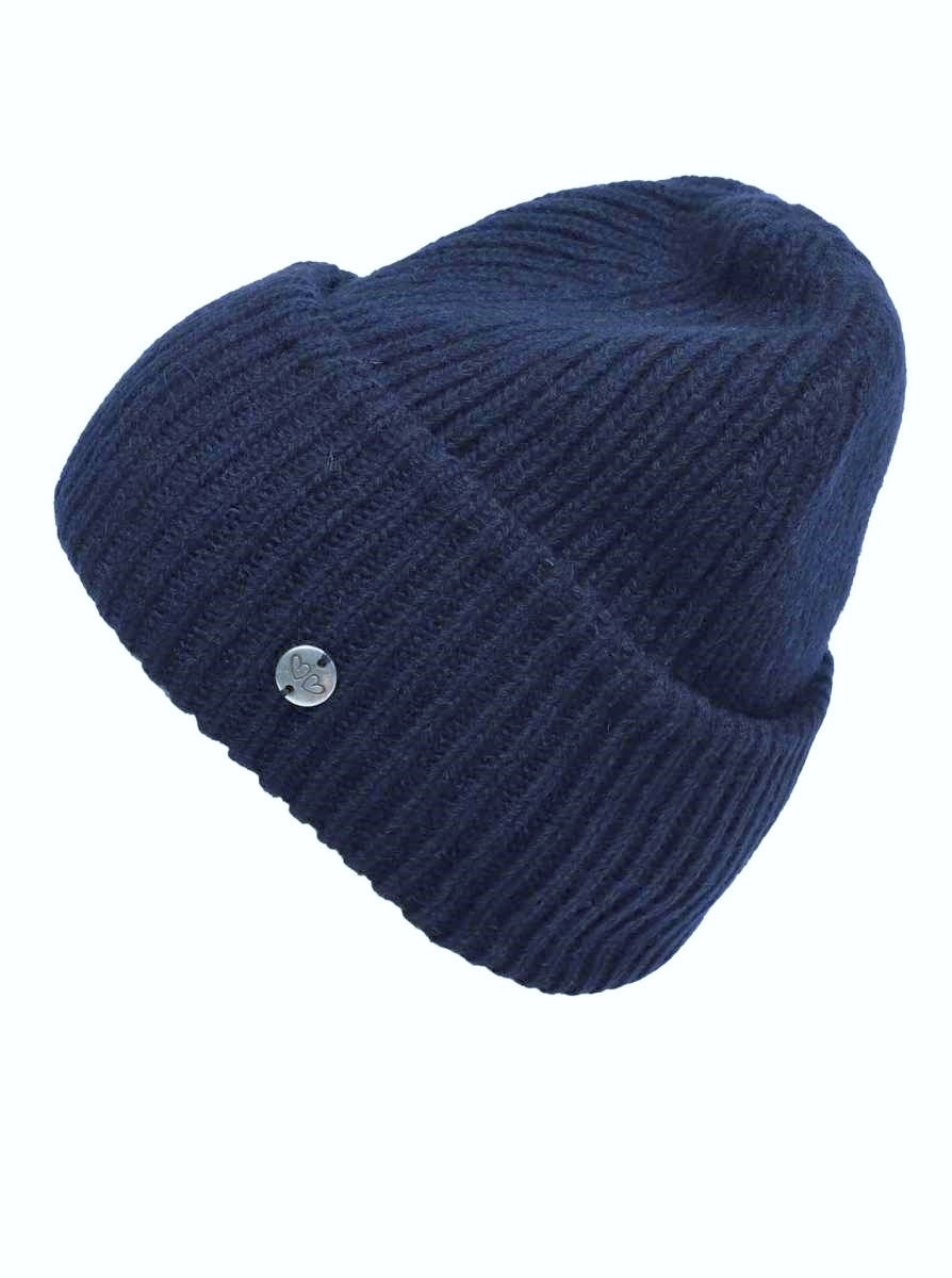 💕 Zwillingsherz Mütze "Monika" Blogger Beanie Wolle nachhaltig Navy