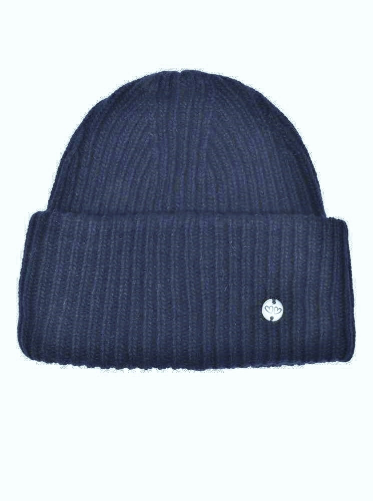 💕 Zwillingsherz Mütze "Monika" Blogger Beanie Wolle nachhaltig Navy