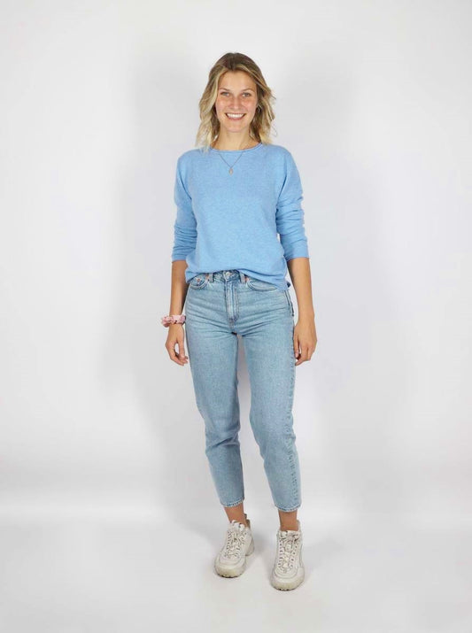 💕 Zwillingsherz Pullover Pulli "Rundhals" 100 % Kaschmir Cashmere Hellblau