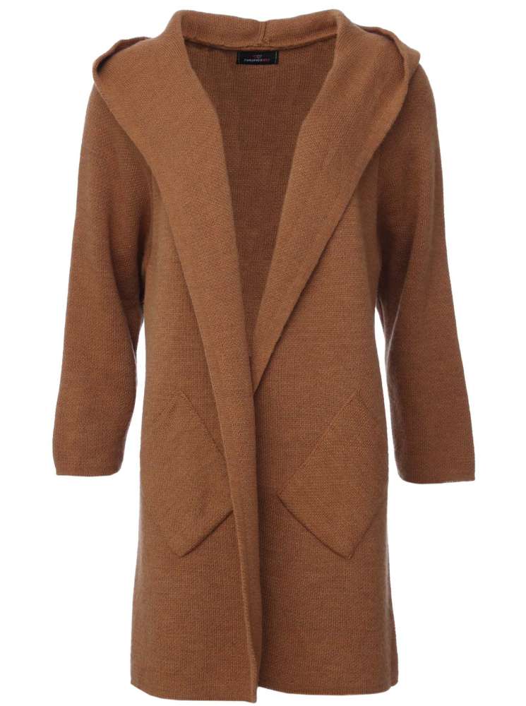 💕 Zwillingsherz Strickjacke "Annabell" Cognac Strickmantel offen