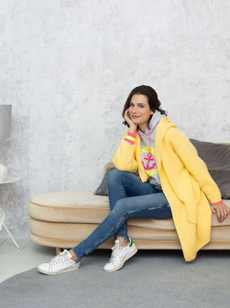 💕 Zwillingsherz Strickjacke "Annabell" Gelb Strickmantel offen