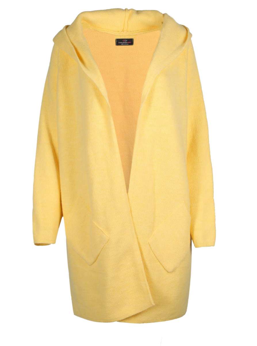 💕 Zwillingsherz Strickjacke "Annabell" Gelb Strickmantel offen