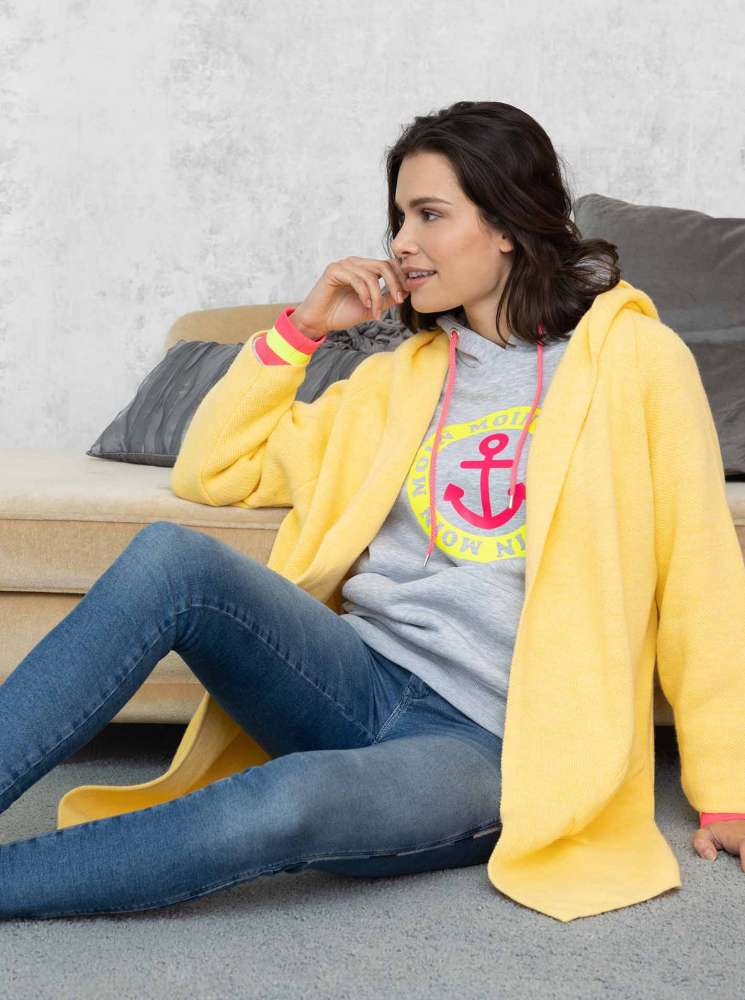 💕 Zwillingsherz Strickjacke "Annabell" Gelb Strickmantel offen