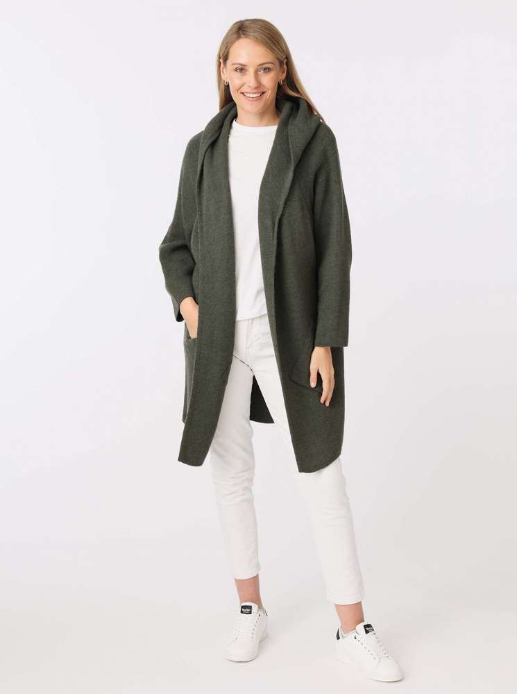 💕 Zwillingsherz Strickjacke "Annabell" Khaki Strickmantel offen