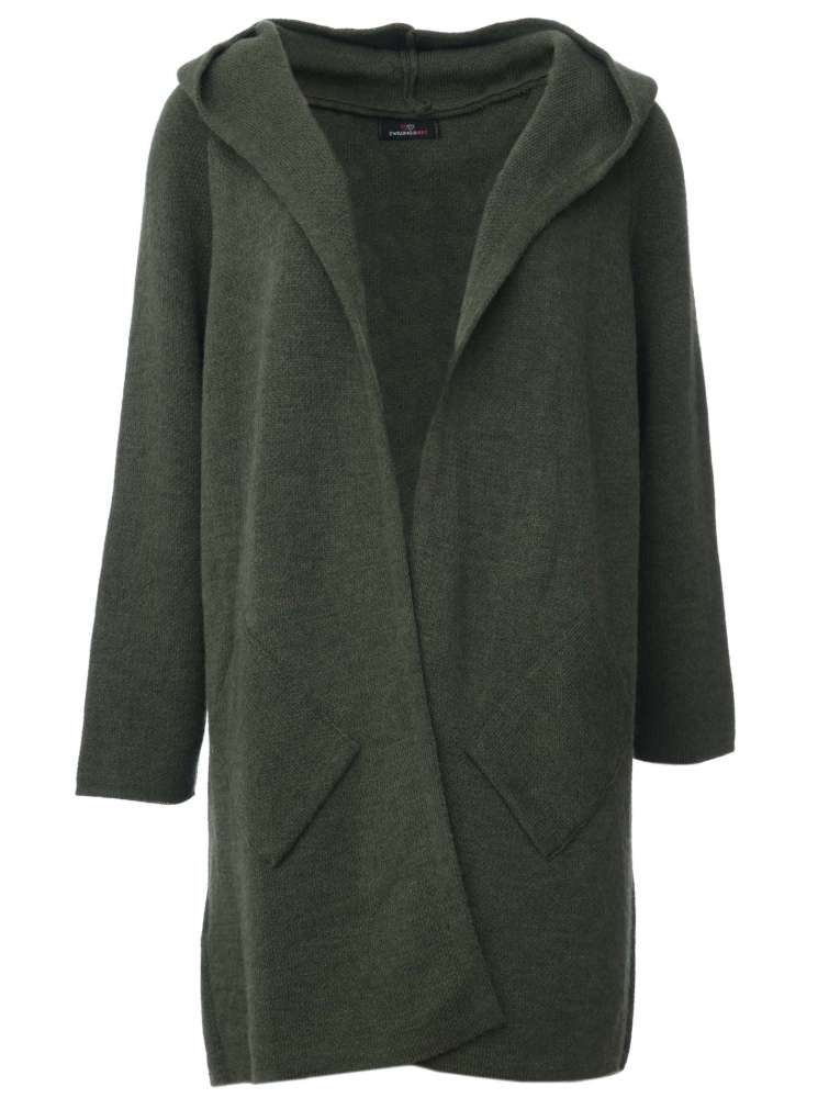 💕 Zwillingsherz Strickjacke "Annabell" Khaki Strickmantel offen
