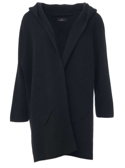 💕 Zwillingsherz Strickjacke "Annabell" Schwarz Strickmantel offen