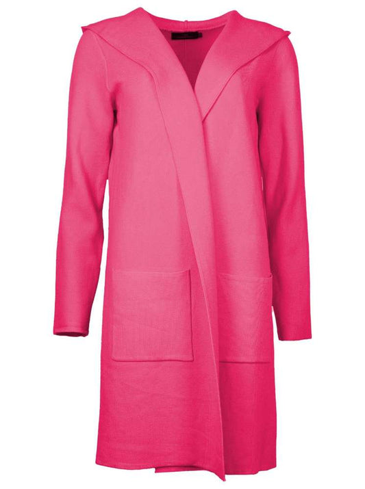 💕 Zwillingsherz Strickjacke "Janina Basic" Strickmantel offen Fuchsia